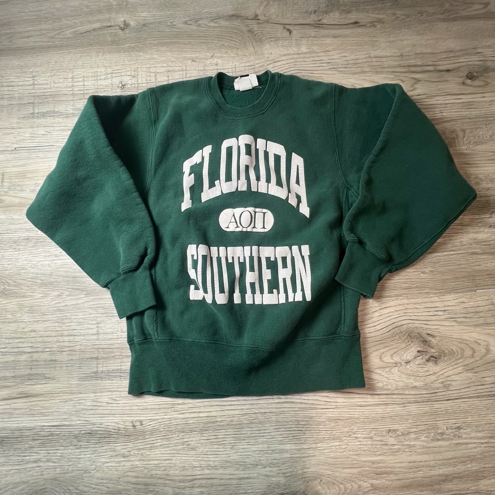 Lee Sweatshirt Womens Medium Green Florida Southern Alpha Delta Pi Cross Grain
